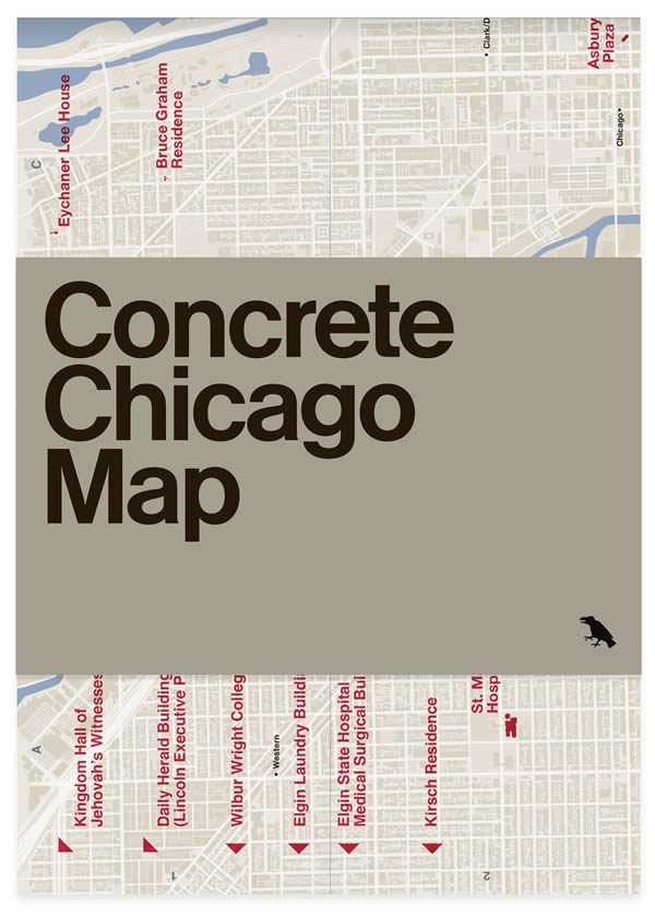 由蓝色乌鸦媒体的具体芝加哥建筑地图与Iker Gil和杰森林