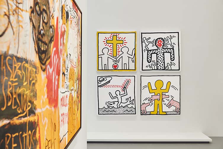 Keith Haring的安装视图|Jean-Michel Basquiat：NGV国际交叉线