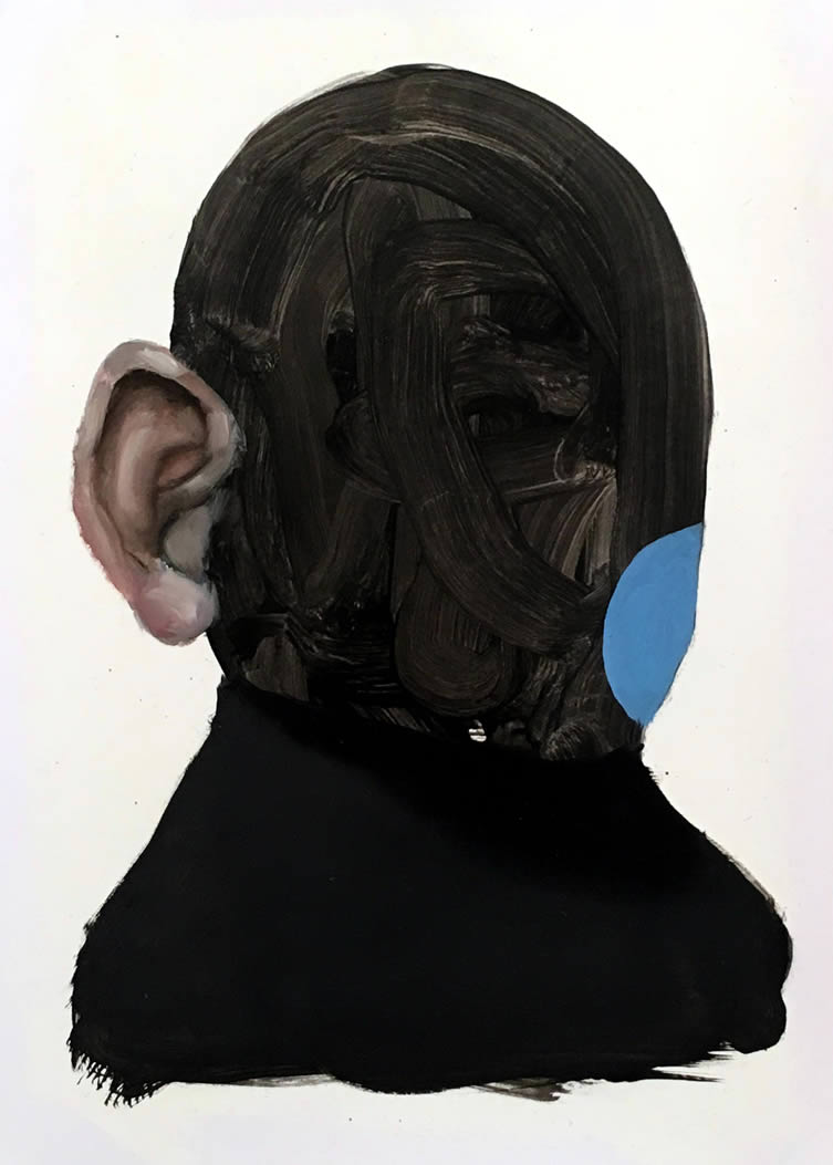 朱利亚诺·赛尔，“无题”(2017)，纸面油画，42x33厘米(装框)